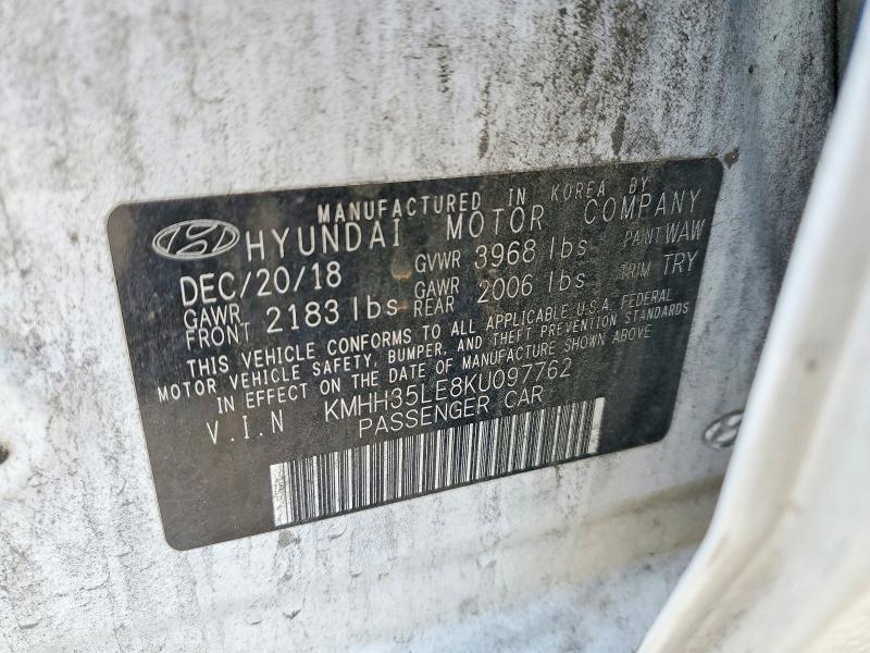 52740026 :رقم المزاد ، KMHH35LE8KU097762 vin ، 2019 Hyundai Elantra Gt مزاد بيع