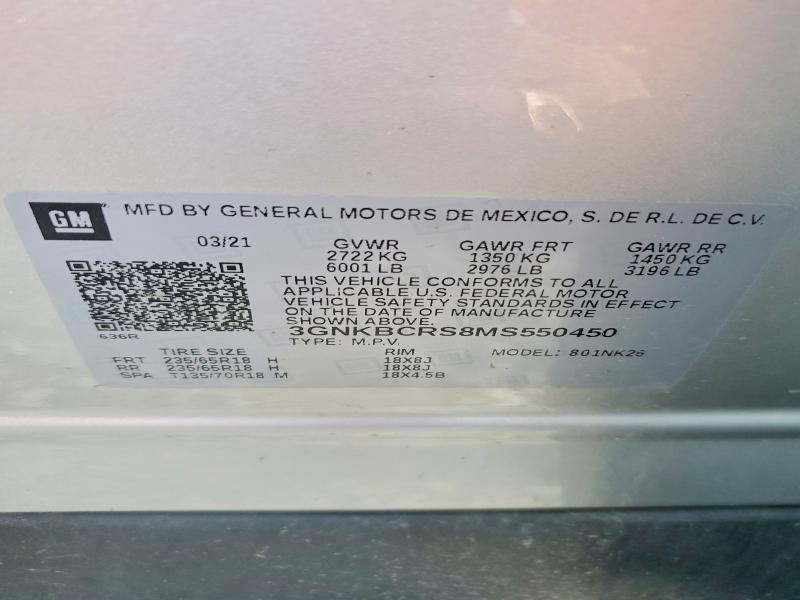 Продажа на аукционе авто 2021 Chevrolet Blazer, vin: 3GNKBCRS8MS550450, номер лота: 53714256