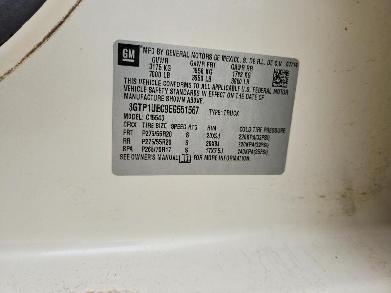 2014 Gmc Sierra მანქანა იყიდება აუქციონზე, vin: 3GTP1UEC9EG551567, აუქციონის ნომერი: 54234826