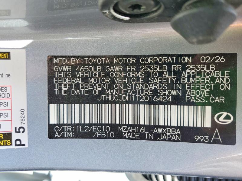 Aukcja sprzedaży 2026 Lexus Ux 300h, vin: JTHUCJDH1T2016424, numer aukcji: 54485056