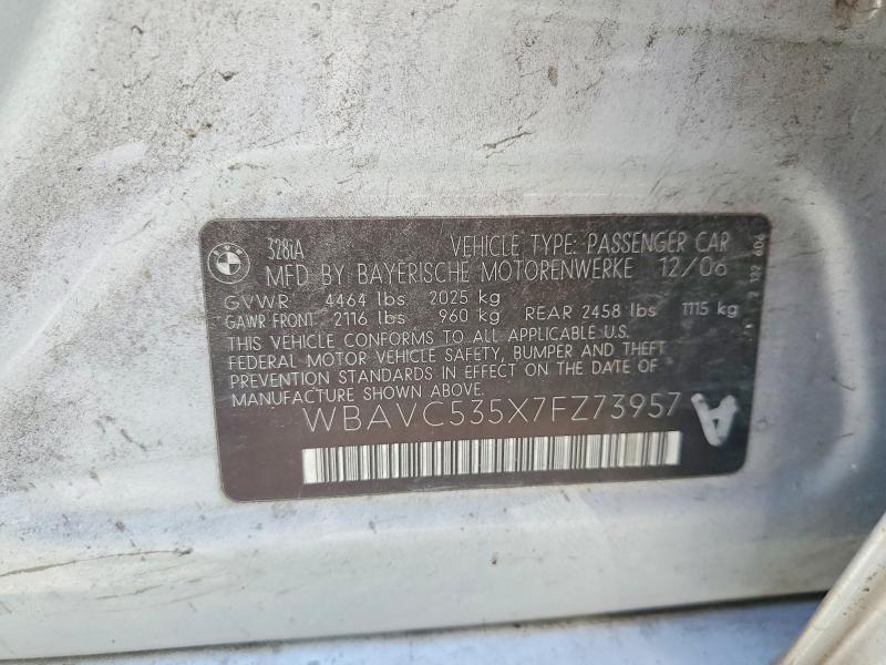 54116786 :رقم المزاد ، WBAVC535X7FZ73957 vin ، 2007 Bmw 328 مزاد بيع
