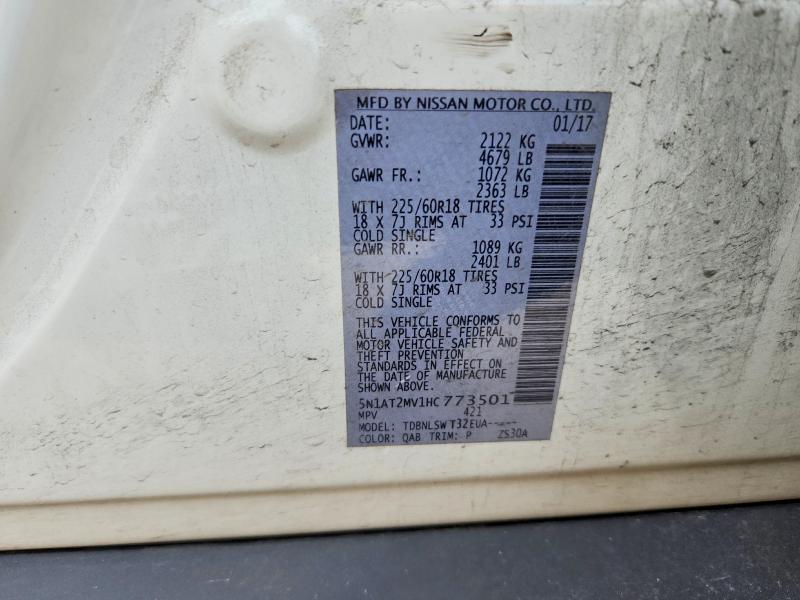 52811876 :رقم المزاد ، 5N1AT2MV1HC773501 vin ، 2017 Nissan Rogue مزاد بيع