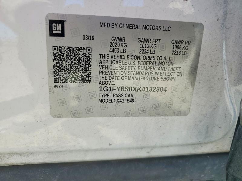 Aukcja sprzedaży 2019 Chevrolet Bolt Ev, vin: 1G1FY6S0XK4132304, numer aukcji: 54328636