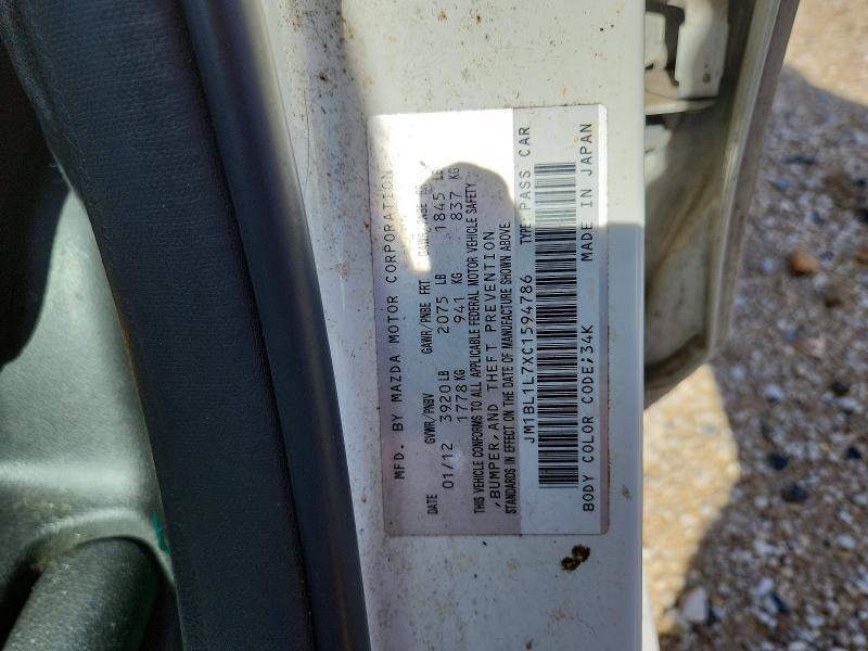 Aukcja sprzedaży 2012 Mazda 3, vin: JM1BL1L7XC1594786, numer aukcji: 53124936