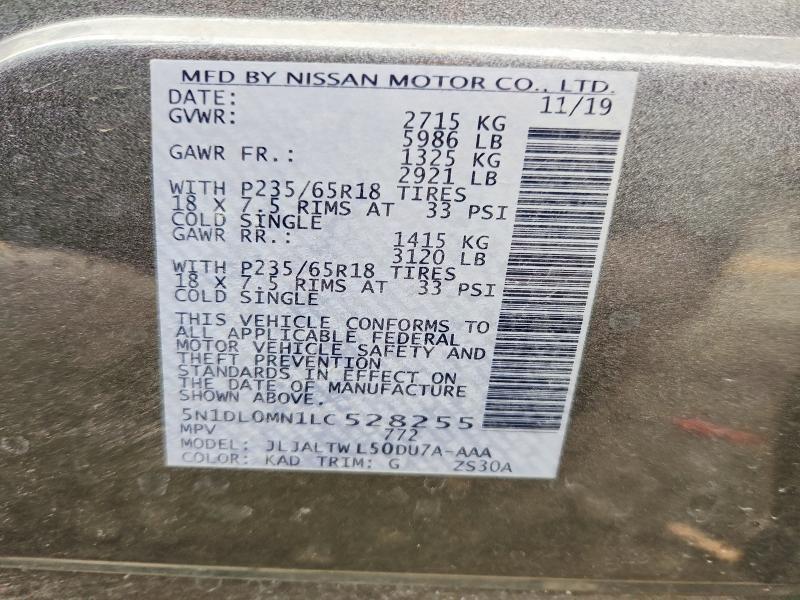 Auction sale of the 2020 Infiniti Qx60, vin: 5N1DL0MN1LC528255, lot number: 53016636