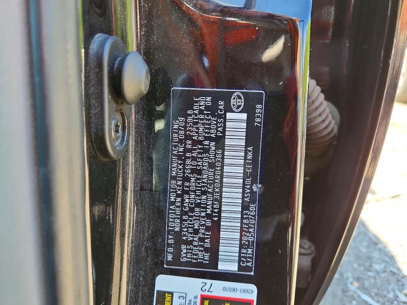 52059966 :رقم المزاد ، 4T4BF3EK0AR040366 vin ، 2010 Toyota Camry مزاد بيع
