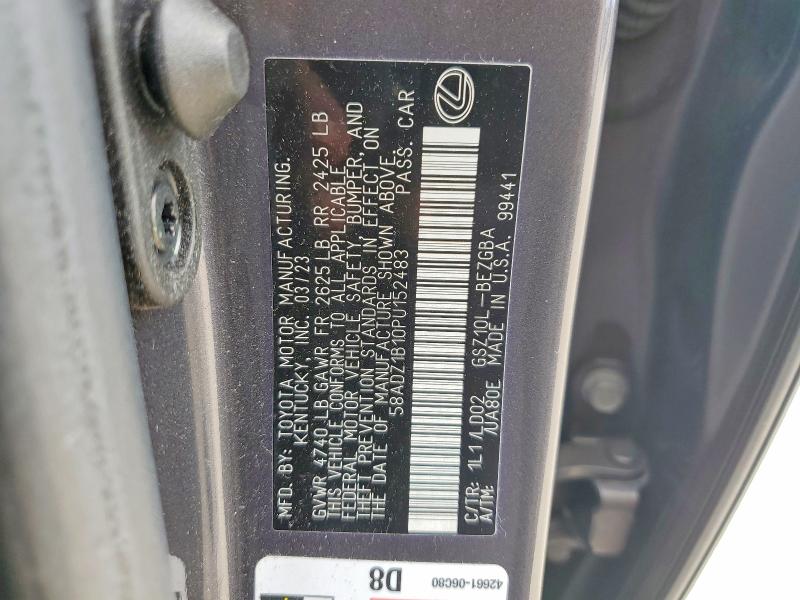 Aukcja sprzedaży 2023 Lexus Es 350, vin: 58ADZ1B10PU152483, numer aukcji: 54881796