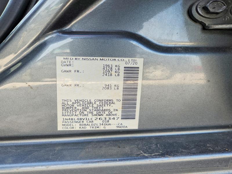 Продаж на аукціоні авто 2020 Nissan Altima, vin: 1N4BL4BV1LC263347, номер лоту: 54273316