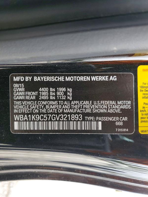 Продажа на аукционе авто 2016 Bmw 228, vin: WBA1K9C57GV321893, номер лота: 53566206