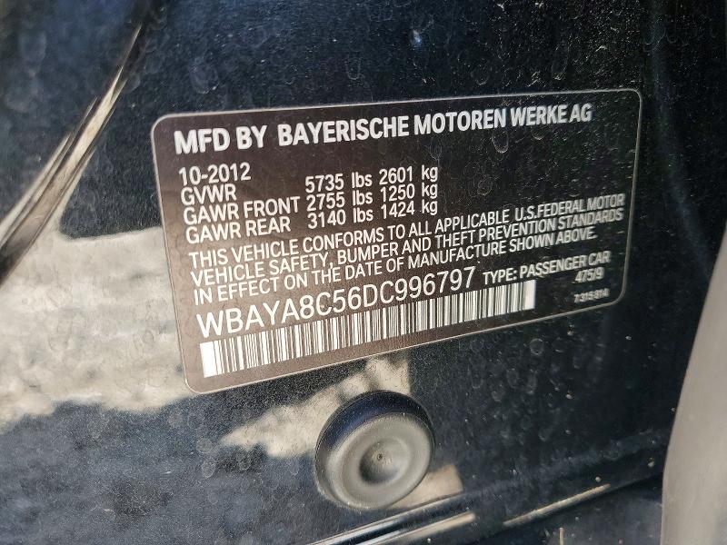 52498916 :رقم المزاد ، WBAYA8C56DC996797 vin ، 2013 Bmw 750 مزاد بيع