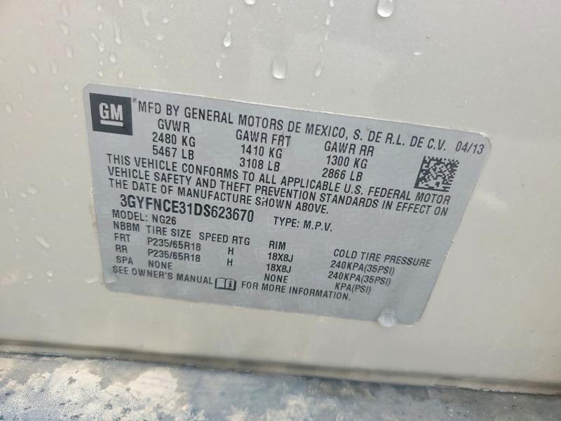 53242826 :رقم المزاد ، 3GYFNCE31DS623670 vin ، 2013 Cadillac Srx مزاد بيع