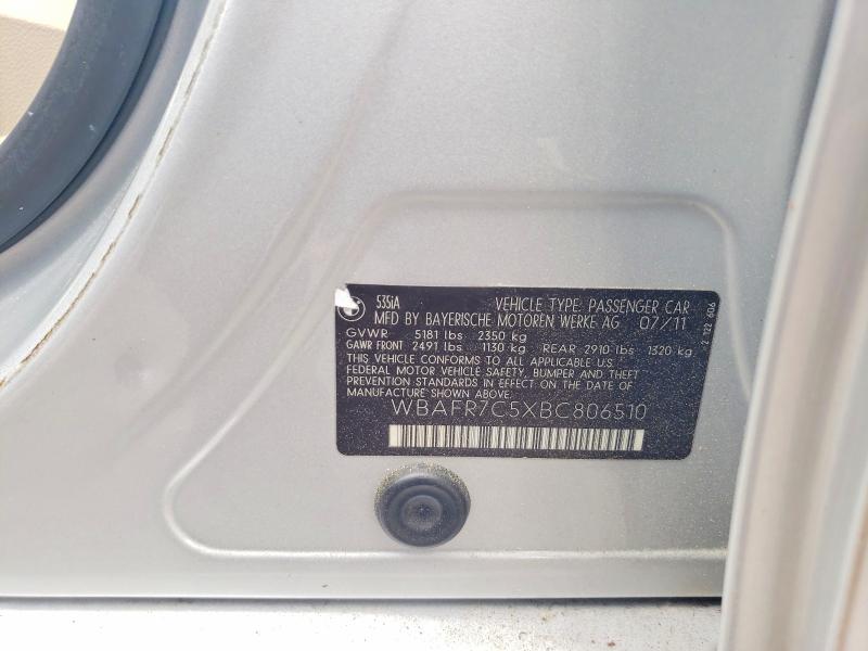 51470076 :رقم المزاد ، WBAFR7C5XBC806510 vin ، 2011 Bmw 535i مزاد بيع