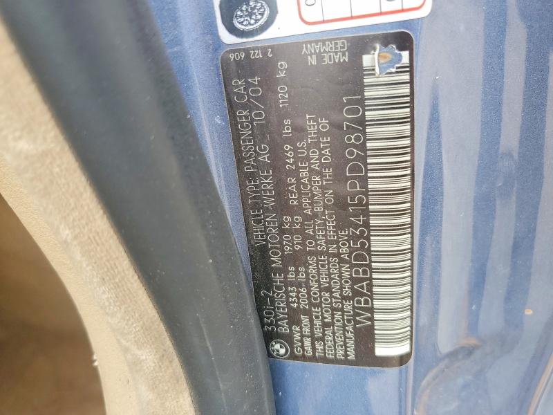 Aukcja sprzedaży 2005 Bmw 330, vin: WBABD53415PD98701, numer aukcji: 54052326