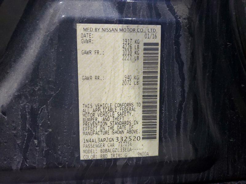 Продаж на аукціоні авто 2016 Nissan Altima, vin: 1N4AL3AP2GN332520, номер лоту: 55165076