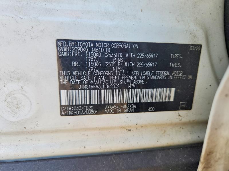 Aukcja sprzedaży 2020 Toyota Rav4, vin: JTMG1RFV3LD062802, numer aukcji: 54288586