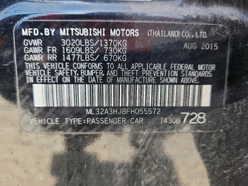 Продаж на аукціоні авто 2015 Mitsubishi Mirage, vin: ML32A3HJ8FH055572, номер лоту: 52062146