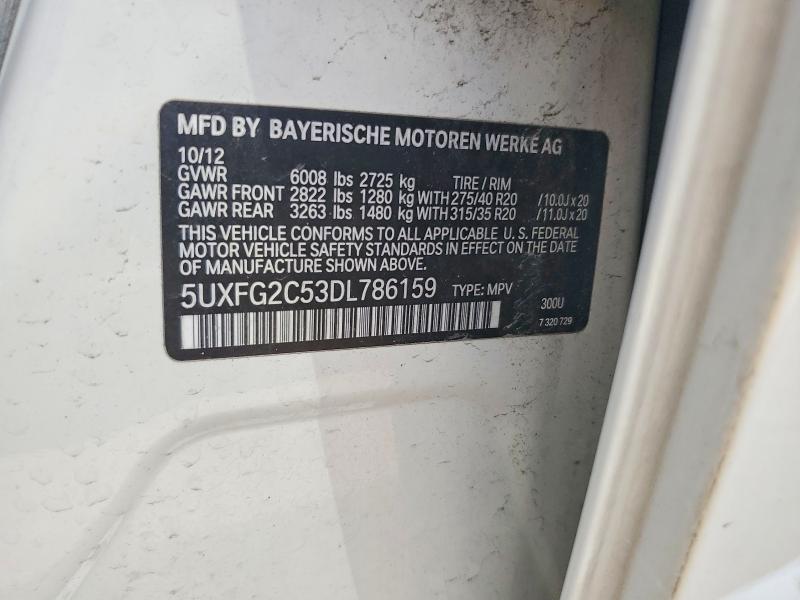 52039776 :رقم المزاد ، 5UXFG2C53DL786159 vin ، 2013 Bmw X6 مزاد بيع