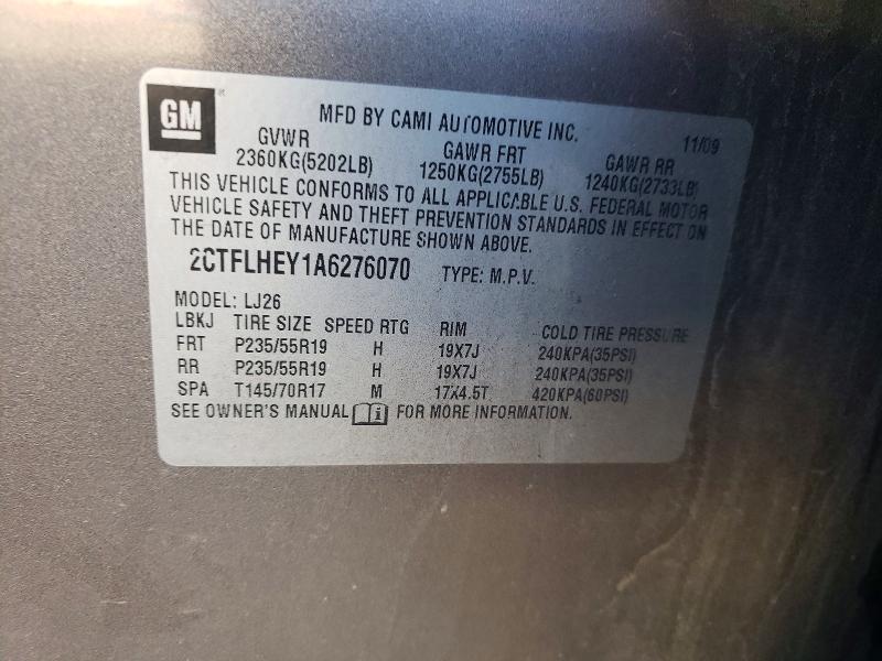 2010 Gmc Terrain მანქანა იყიდება აუქციონზე, vin: 2CTFLHEY1A6276070, აუქციონის ნომერი: 53308606