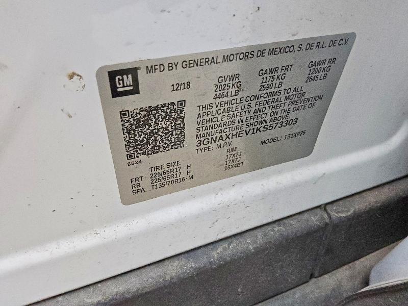 Aukcja sprzedaży 2019 Chevrolet Equinox, vin: 3GNAXHEV1KS573303, numer aukcji: 53284586