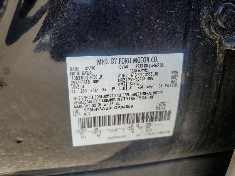 Продажа на аукционе авто 2020 Ford Explorer, vin: 1FM5K8AB9LGA84809, номер лота: 52534476