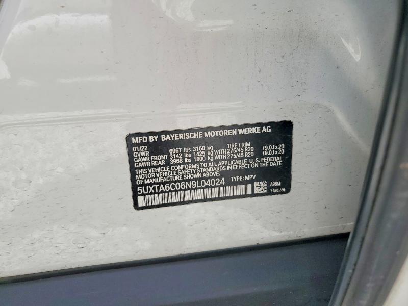 55395546 :رقم المزاد ، 5UXTA6C06N9L04024 vin ، 2022 Bmw X5 مزاد بيع