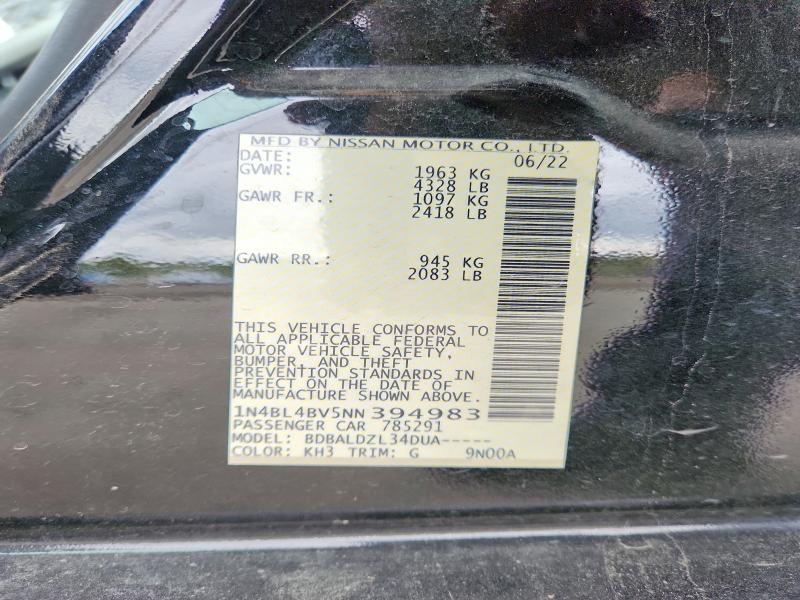 Продажа на аукционе авто 2022 Nissan Altima, vin: 1N4BL4BV5NN394983, номер лота: 54094746