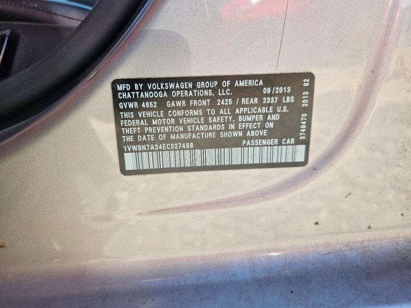 Aukcja sprzedaży 2014 Volkswagen Passat, vin: 1VWBN7A34EC027488, numer aukcji: 53334056