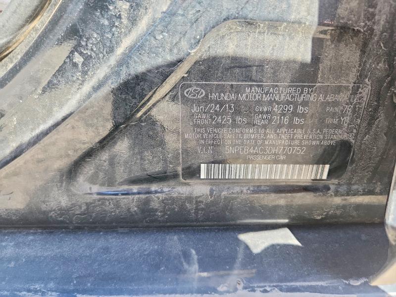 53290586 :رقم المزاد ، 5NPEB4AC3DH770752 vin ، 2013 Hyundai Sonata مزاد بيع