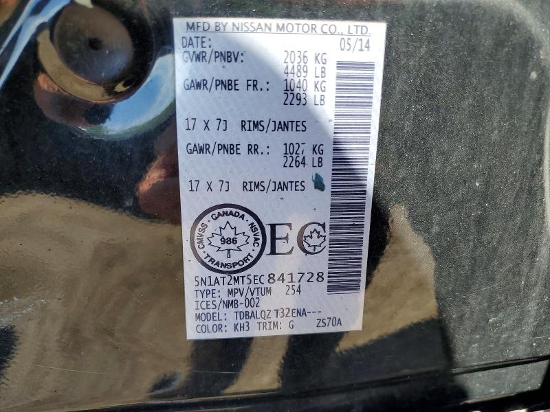 Aukcja sprzedaży 2014 Nissan Rogue, vin: 5N1AT2MT5EC841728, numer aukcji: 53703236