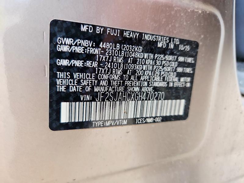 Продаж на аукціоні авто 2016 Subaru Forester, vin: JF2SJAHCXGH470270, номер лоту: 52503226