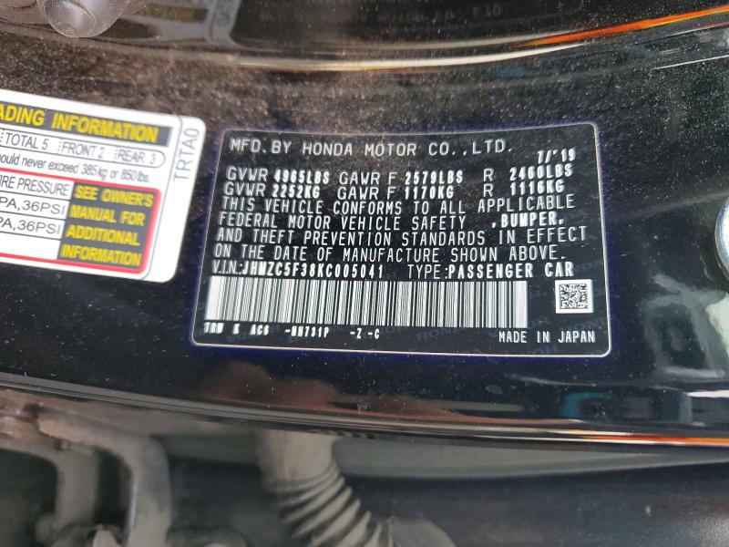 Aukcja sprzedaży 2019 Honda Clarity, vin: JHMZC5F38KC005041, numer aukcji: 51607496