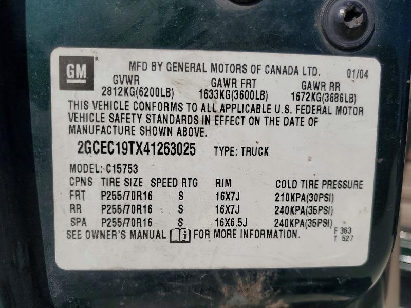 2004 Chevrolet Silverado მანქანა იყიდება აუქციონზე, vin: 2GCEC19TX41263025, აუქციონის ნომერი: 52038036