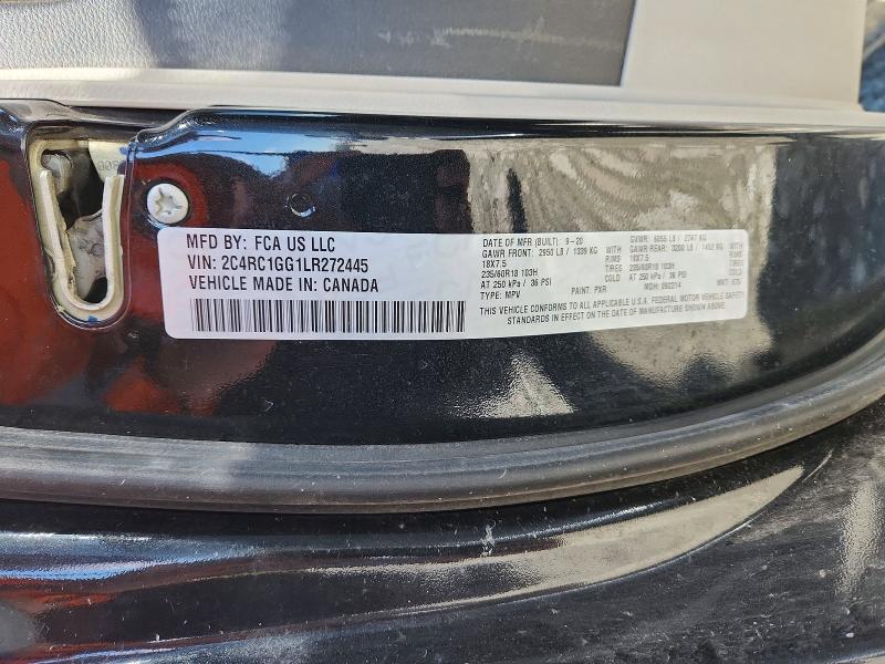 2020 Chrysler Pacifica მანქანა იყიდება აუქციონზე, vin: 2C4RC1GG1LR272445, აუქციონის ნომერი: 52465776
