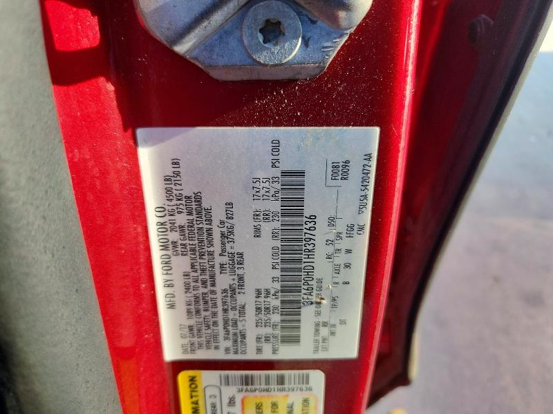 Aukcja sprzedaży 2017 Ford Fusion, vin: 3FA6P0HD1HR397636, numer aukcji: 52805306