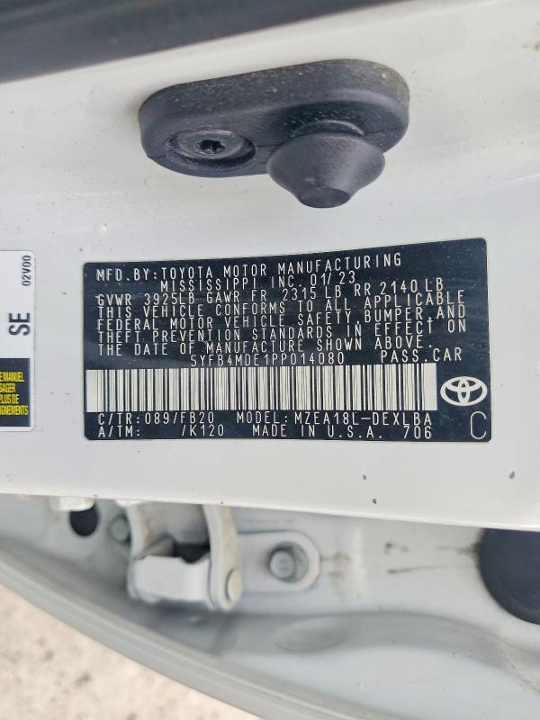 Aukcja sprzedaży 2023 Toyota Corolla, vin: 5YFB4MDE1PP014080, numer aukcji: 54897216