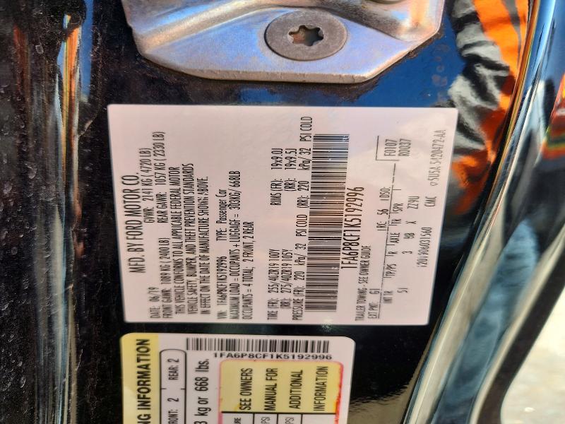 Aukcja sprzedaży 2019 Ford Mustang, vin: 1FA6P8CF1K5192996, numer aukcji: 54174386