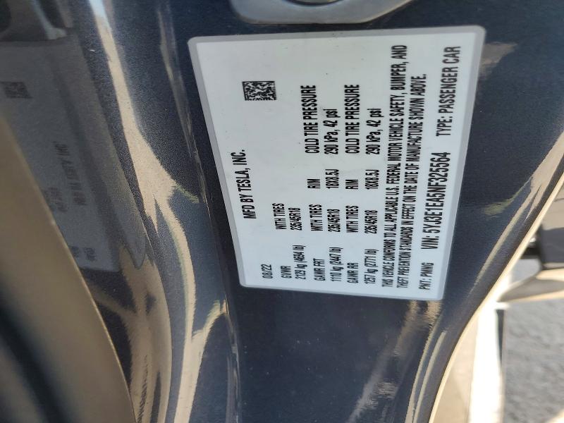 2022 Tesla Model 3 მანქანა იყიდება აუქციონზე, vin: 5YJ3E1EA5NF325564, აუქციონის ნომერი: 53238946