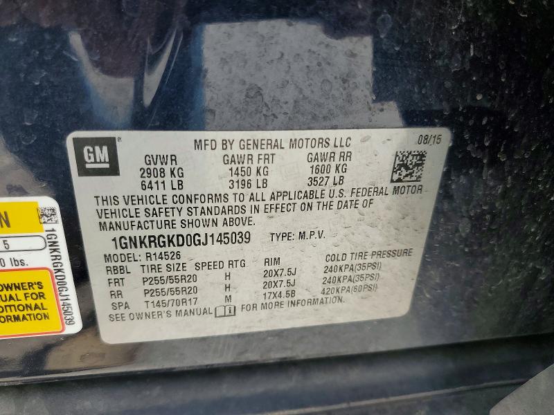 Продаж на аукціоні авто 2016 Chevrolet Traverse, vin: 1GNKRGKD0GJ145039, номер лоту: 50894556