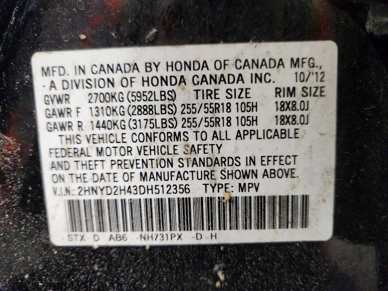 Продаж на аукціоні авто 2013 Acura Mdx, vin: 2HNYD2H43DH512356, номер лоту: 53089976