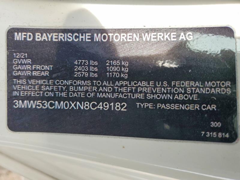 54719316 :رقم المزاد ، 3MW53CM0XN8C49182 vin ، 2022 Bmw M240xi مزاد بيع
