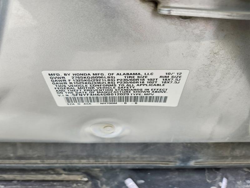 Aukcja sprzedaży 2013 Honda Pilot, vin: 5FNYF4H64DB012029, numer aukcji: 55114456