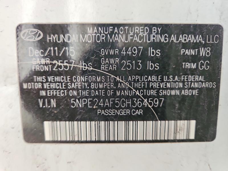 Продажа на аукционе авто 2016 Hyundai Sonata, vin: 5NPE24AF5GH364597, номер лота: 54197996