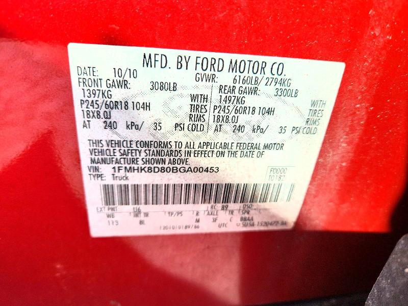 Продажа на аукционе авто 2011 Ford Explorer, vin: 1FMHK8D80BGA00453, номер лота: 53049206