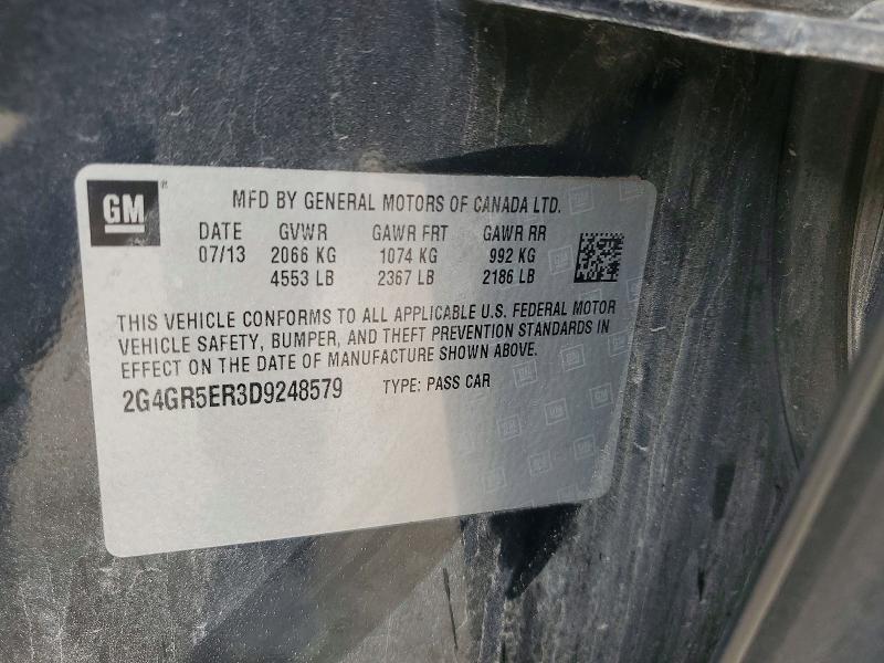 54545306 :رقم المزاد ، 2G4GR5ER3D9248579 vin ، 2013 Buick Regal مزاد بيع