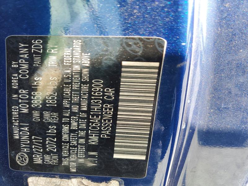 54185636 :رقم المزاد ، KMHTC6AE1HU316900 vin ، 2017 Hyundai Veloster مزاد بيع