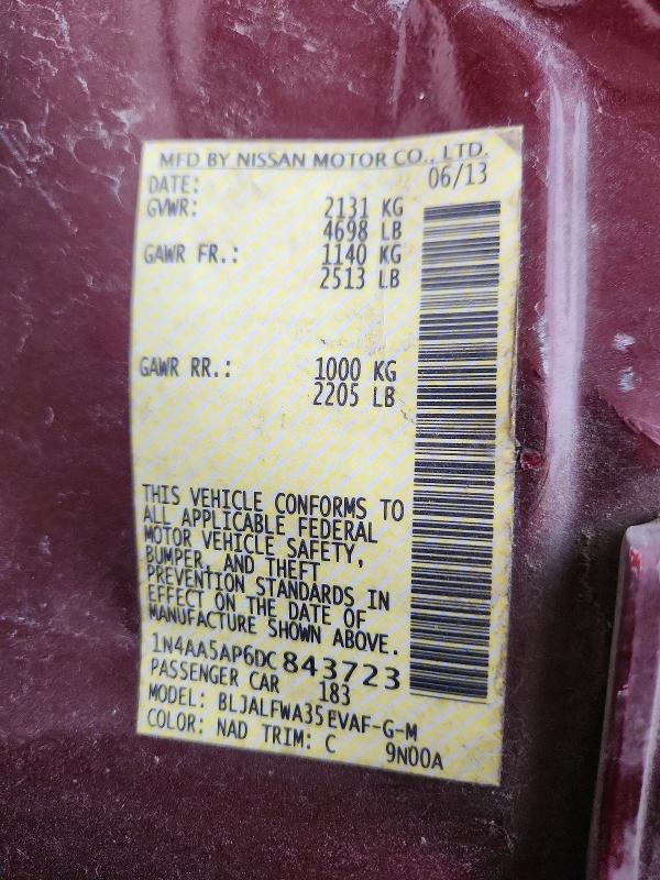 Продажа на аукционе авто 2013 Nissan Maxima, vin: 1N4AA5AP6DC843723, номер лота: 53522646