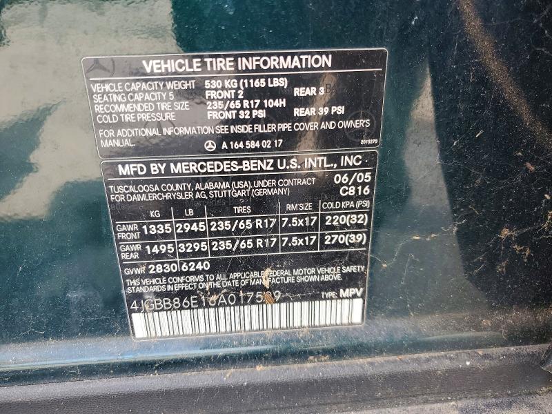Продажа на аукционе авто 2006 Mercedes Benz M-class, vin: 4JGBB86E16A017599, номер лота: 53555976
