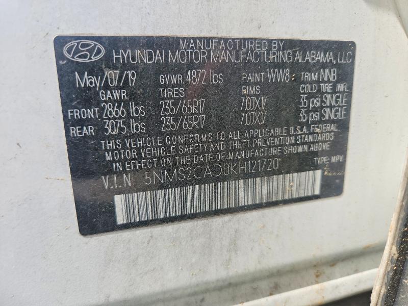 Aukcja sprzedaży 2019 Hyundai Santa Fe, vin: 5NMS2CAD0KH121720, numer aukcji: 53816726