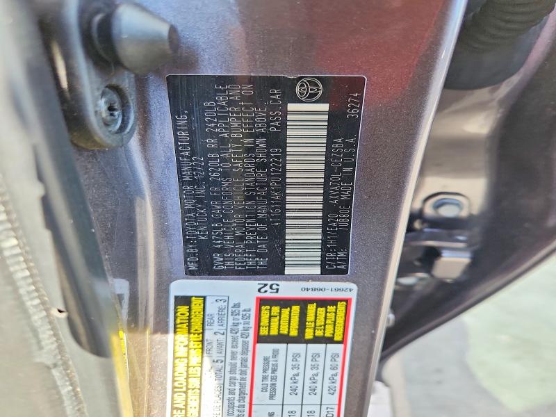 2023 Toyota Camry მანქანა იყიდება აუქციონზე, vin: 4T1G11AK1PU122219, აუქციონის ნომერი: 54488816