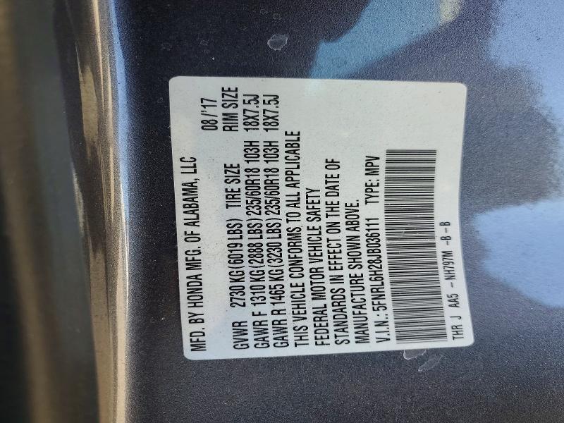 55463296 :رقم المزاد ، 5FNRL6H28JB036111 vin ، 2018 Honda Odyssey مزاد بيع
